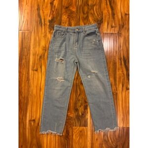 Unbranded Distressed Light Wash High Waisted Straight Leg Jeans Size‎ M Frayed